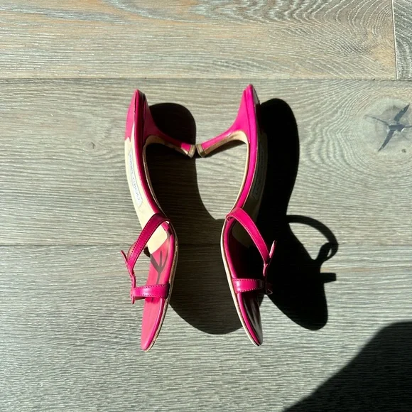 Jimmy Choo Pink Leather Slides - Picture 4 of 11